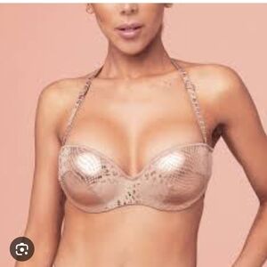 Convertible Rose Gold Balconette Bra with Removable Straps